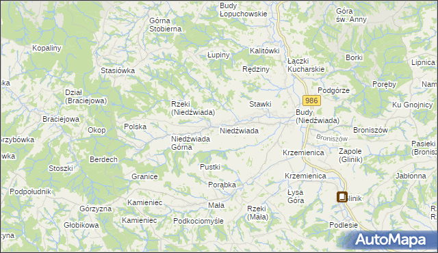 mapa Niedźwiada gmina Ropczyce, Niedźwiada gmina Ropczyce na mapie Targeo