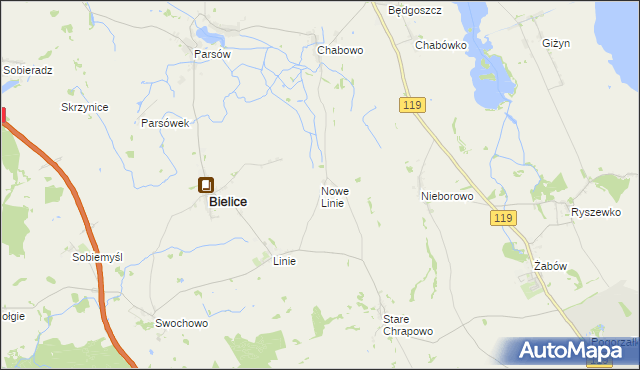 mapa Nowe Linie, Nowe Linie na mapie Targeo