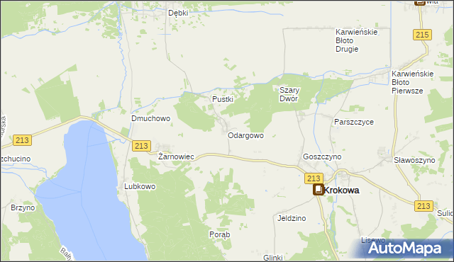 mapa Odargowo gmina Krokowa, Odargowo gmina Krokowa na mapie Targeo