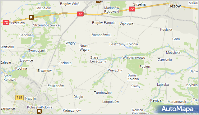 mapa Olszewo gmina Jeżów, Olszewo gmina Jeżów na mapie Targeo
