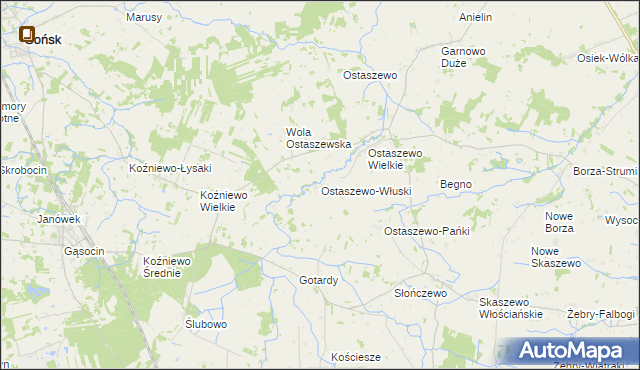 mapa Ostaszewo-Włuski, Ostaszewo-Włuski na mapie Targeo