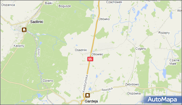 mapa Otłowiec, Otłowiec na mapie Targeo