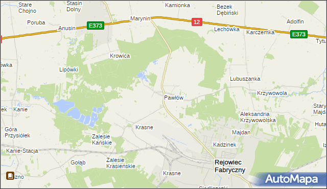 mapa Pawłów gmina Rejowiec Fabryczny, Pawłów gmina Rejowiec Fabryczny na mapie Targeo