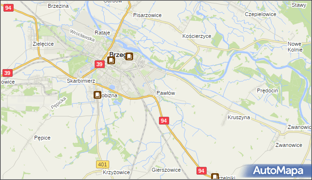 mapa Pawłów gmina Skarbimierz, Pawłów gmina Skarbimierz na mapie Targeo