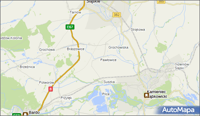 mapa Pawłowice gmina Ząbkowice Śląskie, Pawłowice gmina Ząbkowice Śląskie na mapie Targeo