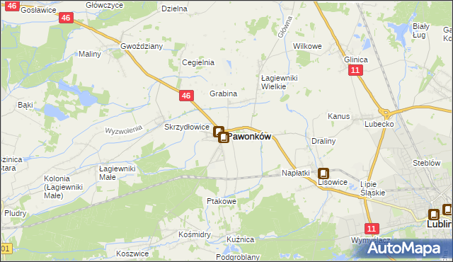 mapa Pawonków, Pawonków na mapie Targeo