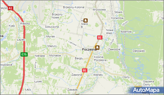 mapa Poczesna, Poczesna na mapie Targeo
