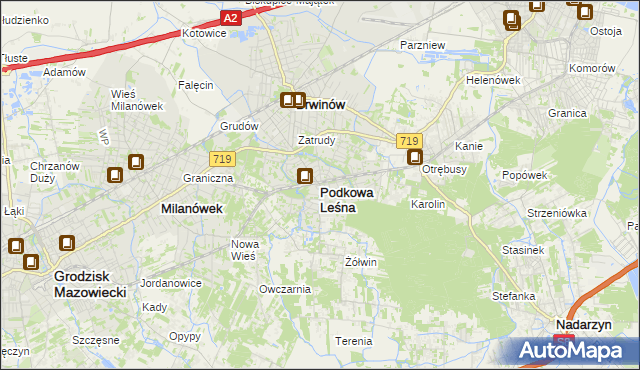 mapa Podkowa Leśna, Podkowa Leśna na mapie Targeo
