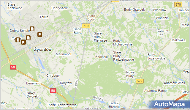 mapa Podlasie gmina Radziejowice, Podlasie gmina Radziejowice na mapie Targeo