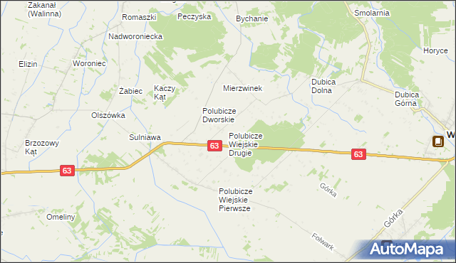 mapa Polubicze Wiejskie Drugie, Polubicze Wiejskie Drugie na mapie Targeo