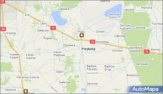 mapa Przykona, Przykona na mapie Targeo