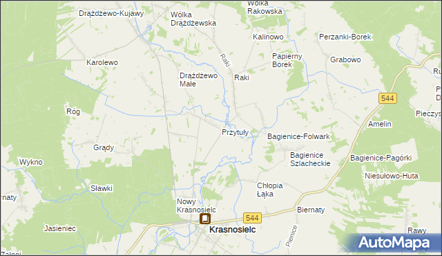 mapa Przytuły gmina Krasnosielc, Przytuły gmina Krasnosielc na mapie Targeo