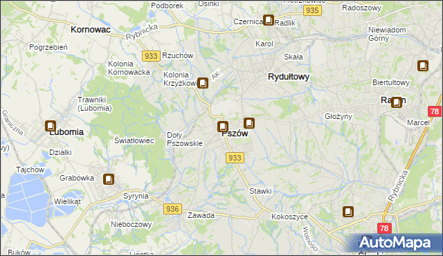 mapa Pszów, Pszów na mapie Targeo