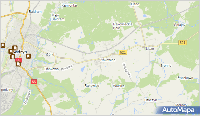 mapa Rakowiec gmina Kwidzyn, Rakowiec gmina Kwidzyn na mapie Targeo