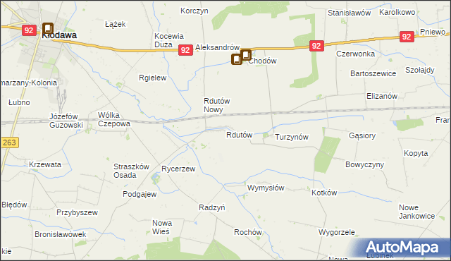 mapa Rdutów gmina Chodów, Rdutów gmina Chodów na mapie Targeo