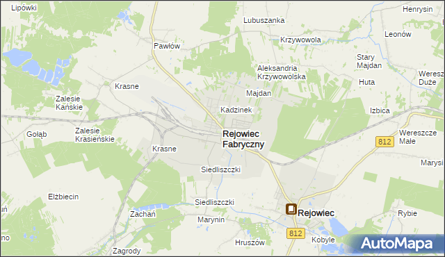 mapa Rejowiec Fabryczny, Rejowiec Fabryczny na mapie Targeo