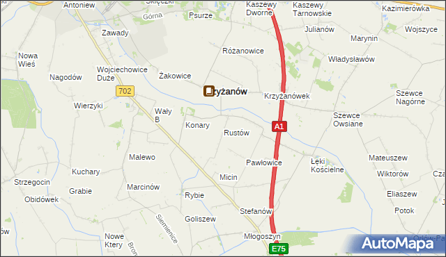 mapa Rustów, Rustów na mapie Targeo
