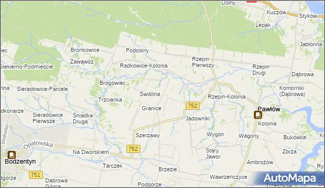 mapa Rzepinek gmina Pawłów, Rzepinek gmina Pawłów na mapie Targeo