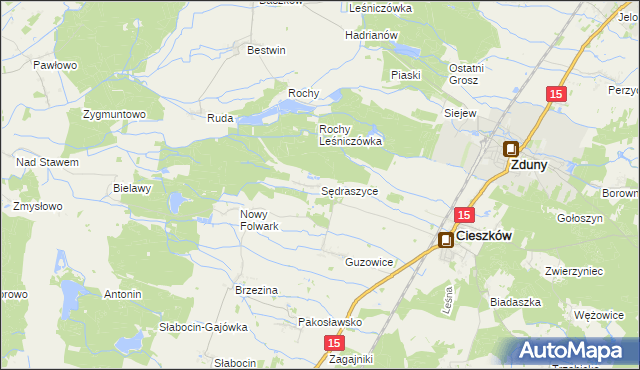 mapa Sędraszyce, Sędraszyce na mapie Targeo