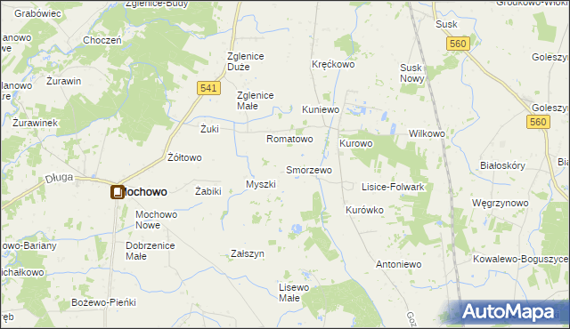 mapa Smorzewo, Smorzewo na mapie Targeo