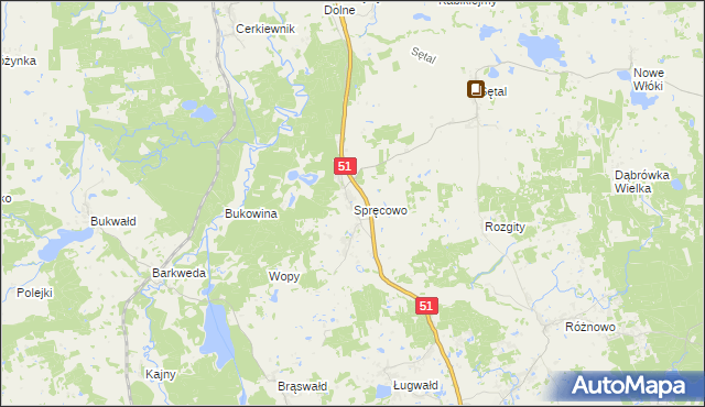 mapa Spręcowo, Spręcowo na mapie Targeo