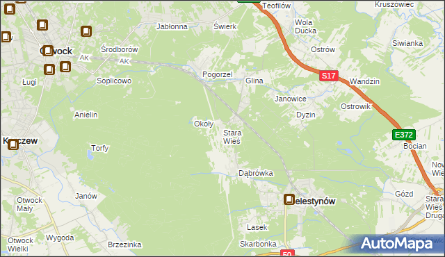 mapa Stara Wieś gmina Celestynów, Stara Wieś gmina Celestynów na mapie Targeo