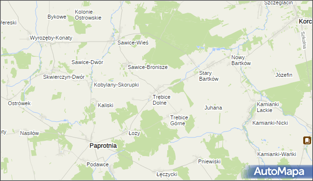 mapa Stare Trębice, Stare Trębice na mapie Targeo