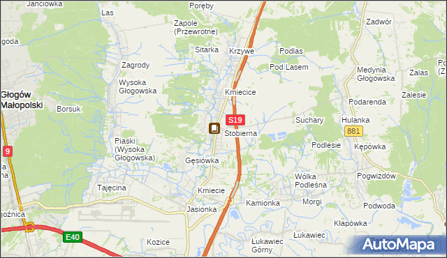 mapa Stobierna gmina Trzebownisko, Stobierna gmina Trzebownisko na mapie Targeo