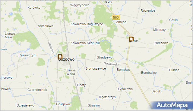 mapa Stradzewo gmina Gozdowo, Stradzewo gmina Gozdowo na mapie Targeo