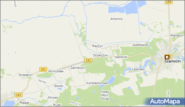 mapa Strzelczyki, Strzelczyki na mapie Targeo