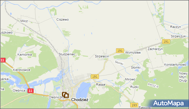 mapa Strzelęcin, Strzelęcin na mapie Targeo