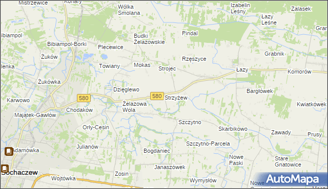 mapa Strzyżew gmina Kampinos, Strzyżew gmina Kampinos na mapie Targeo