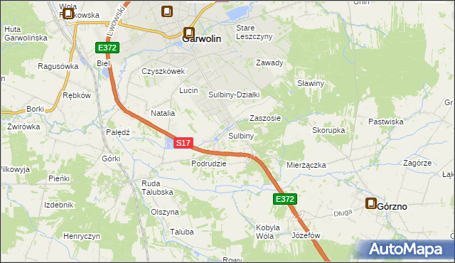 mapa Sulbiny, Sulbiny na mapie Targeo