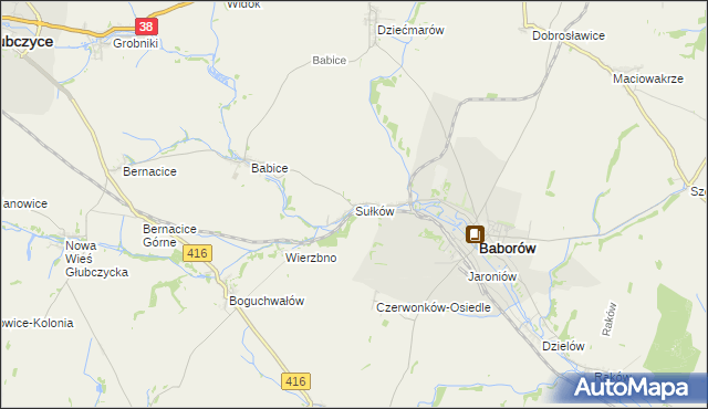 mapa Sułków gmina Baborów, Sułków gmina Baborów na mapie Targeo