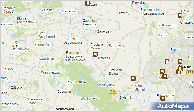 mapa Trzciana gmina Czermin, Trzciana gmina Czermin na mapie Targeo