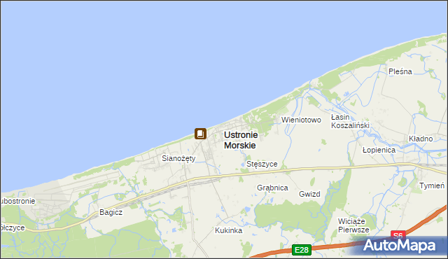 mapa Ustronie Morskie, Ustronie Morskie na mapie Targeo