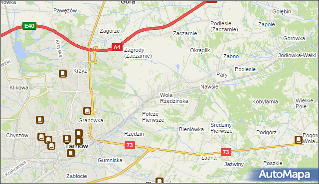 mapa Wola Rzędzińska, Wola Rzędzińska na mapie Targeo