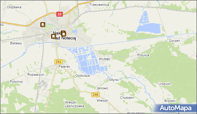 mapa Występ gmina Nakło nad Notecią, Występ gmina Nakło nad Notecią na mapie Targeo