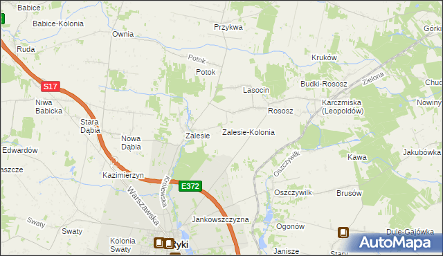 mapa Zalesie-Kolonia gmina Ryki, Zalesie-Kolonia gmina Ryki na mapie Targeo