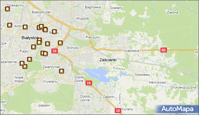 mapa Zaścianki gmina Supraśl, Zaścianki gmina Supraśl na mapie Targeo