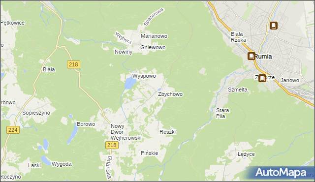 mapa Zbychowo, Zbychowo na mapie Targeo
