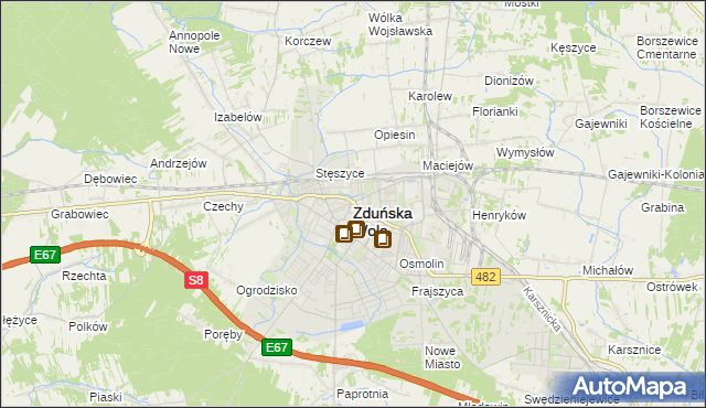 mapa Zduńska Wola, Zduńska Wola na mapie Targeo