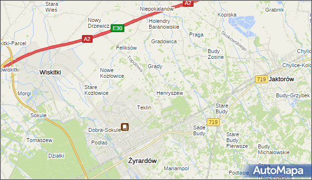 mapa Henryszew, Henryszew na mapie Targeo