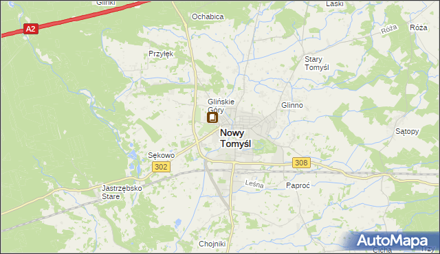 mapa Nowy Tomyśl, Nowy Tomyśl na mapie Targeo