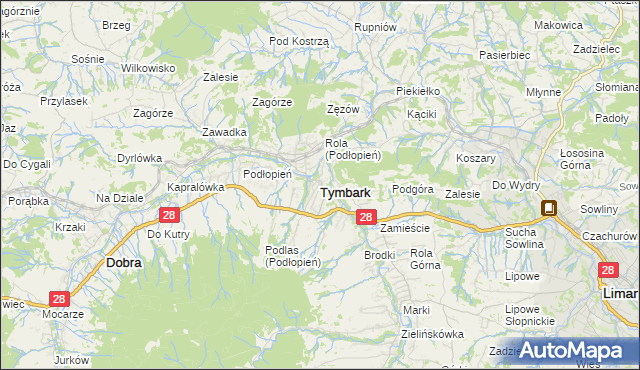 mapa Tymbark, Tymbark na mapie Targeo