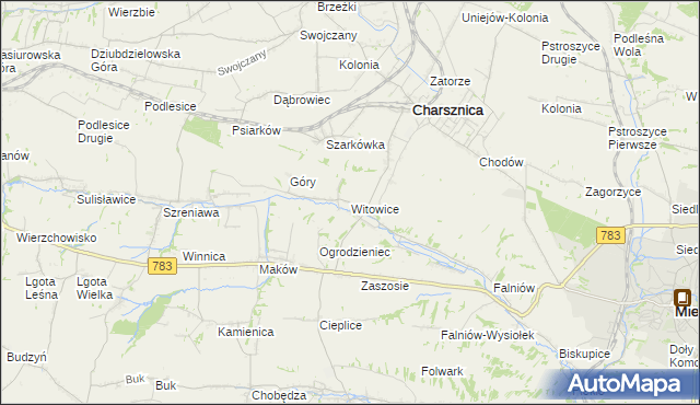 mapa Witowice gmina Charsznica, Witowice gmina Charsznica na mapie Targeo