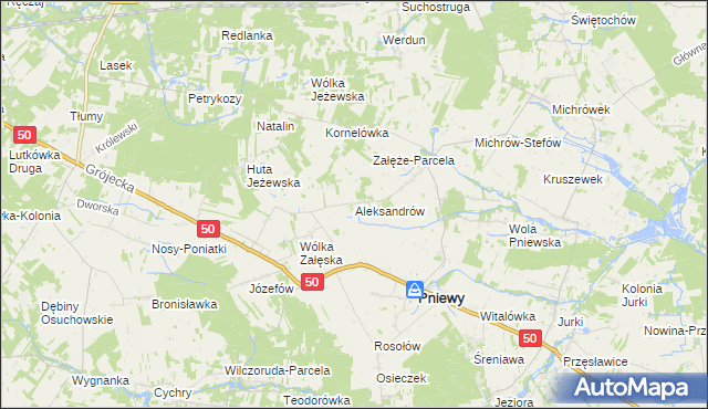 mapa Aleksandrów gmina Pniewy, Aleksandrów gmina Pniewy na mapie Targeo