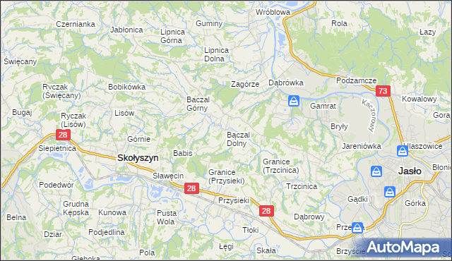 mapa Bączal Dolny, Bączal Dolny na mapie Targeo