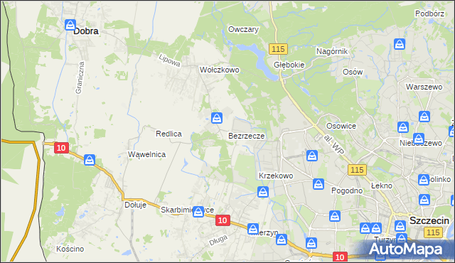 mapa Bezrzecze, Bezrzecze na mapie Targeo