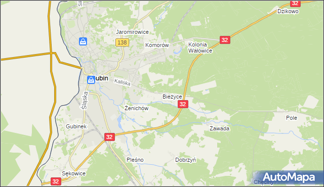 mapa Bieżyce, Bieżyce na mapie Targeo